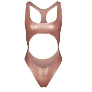 SKIMS Metallic Swim Cut Out Monokini in Champagne Rose Gold Champagne Size 2X